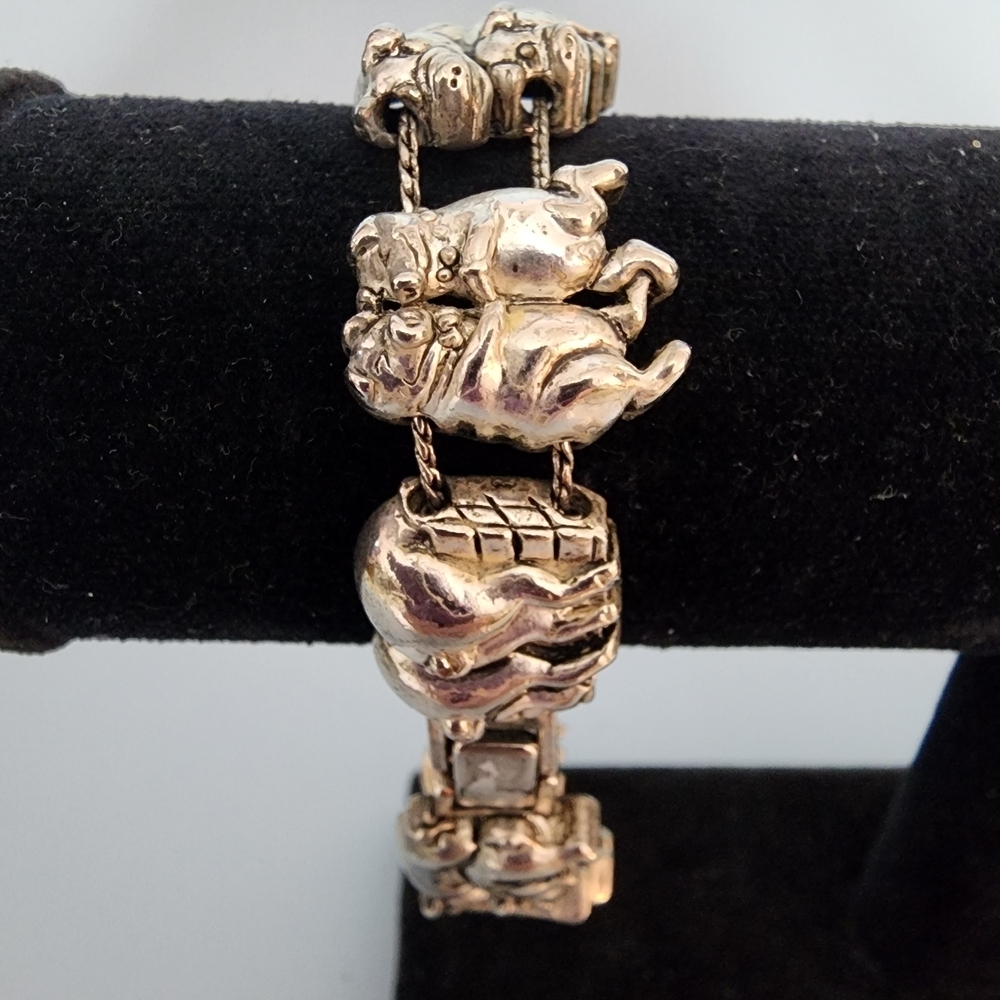 Silver Tone Pig Charm Bracelet - Picture 3 of 6